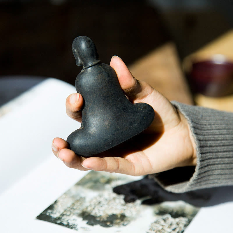Buddha Stones Estatua de Buda Tibetano de Resina Fundida con Polvo de Hierro Oxidado para Decoración de Escritorio