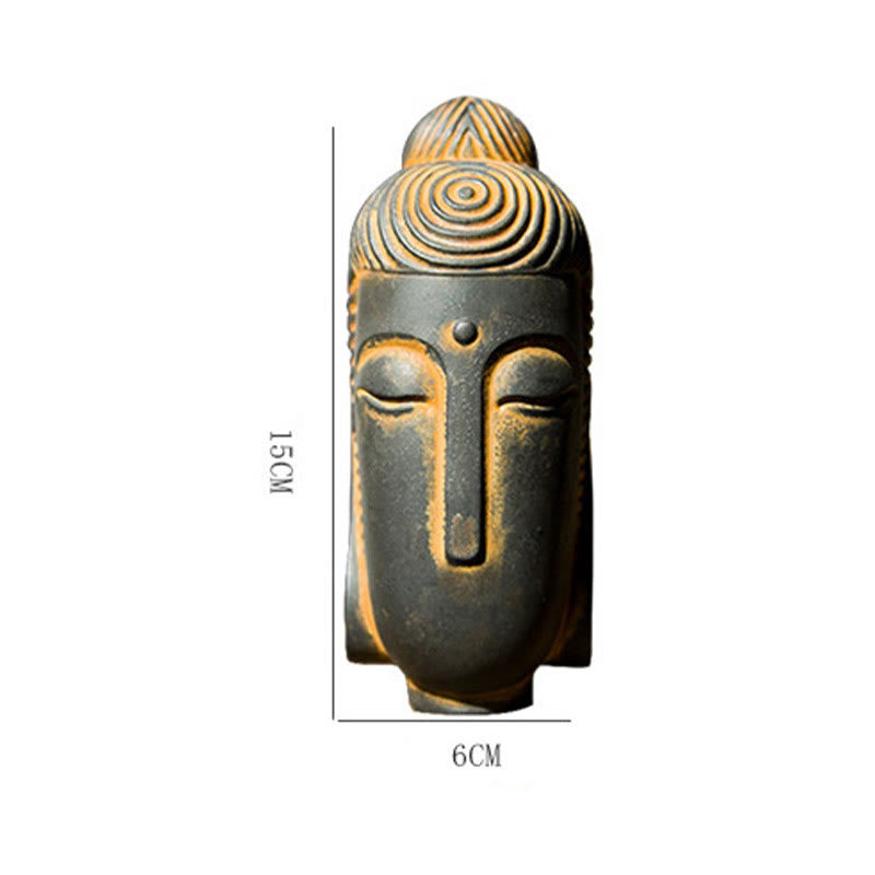 Buddha Stones Estatua de Buda Meditando con Ojos Cerrados de Resina Fundida con Óxido de Polvo de Hierro para Decoración del Hogar