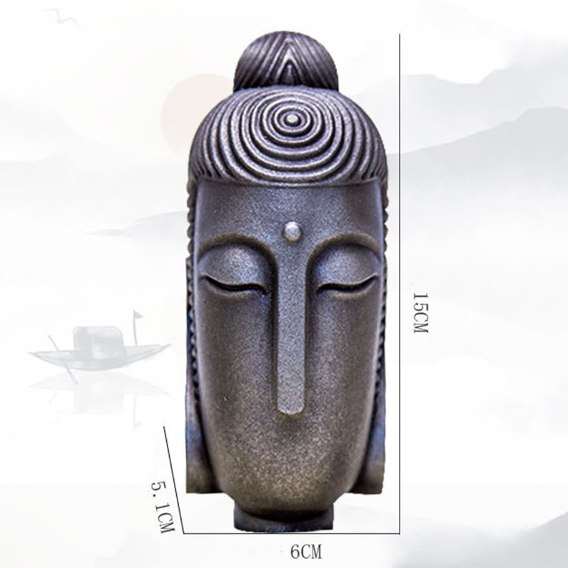 Buddha Stones Estatua de Buda Meditando con Ojos Cerrados de Resina Fundida con Óxido de Polvo de Hierro para Decoración del Hogar