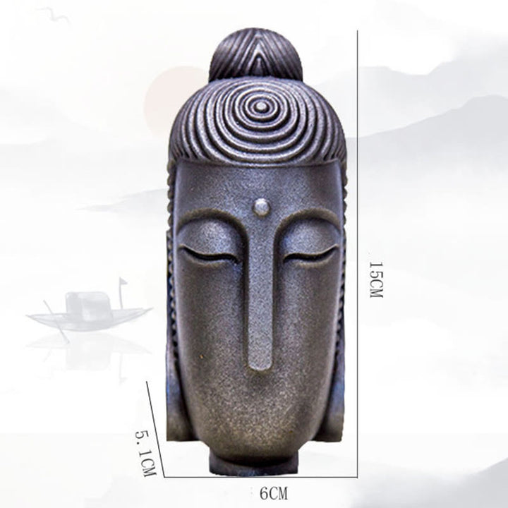 Buddha Stones Estatua de Buda Meditando con Ojos Cerrados de Resina Fundida con Óxido de Polvo de Hierro para Decoración del Hogar