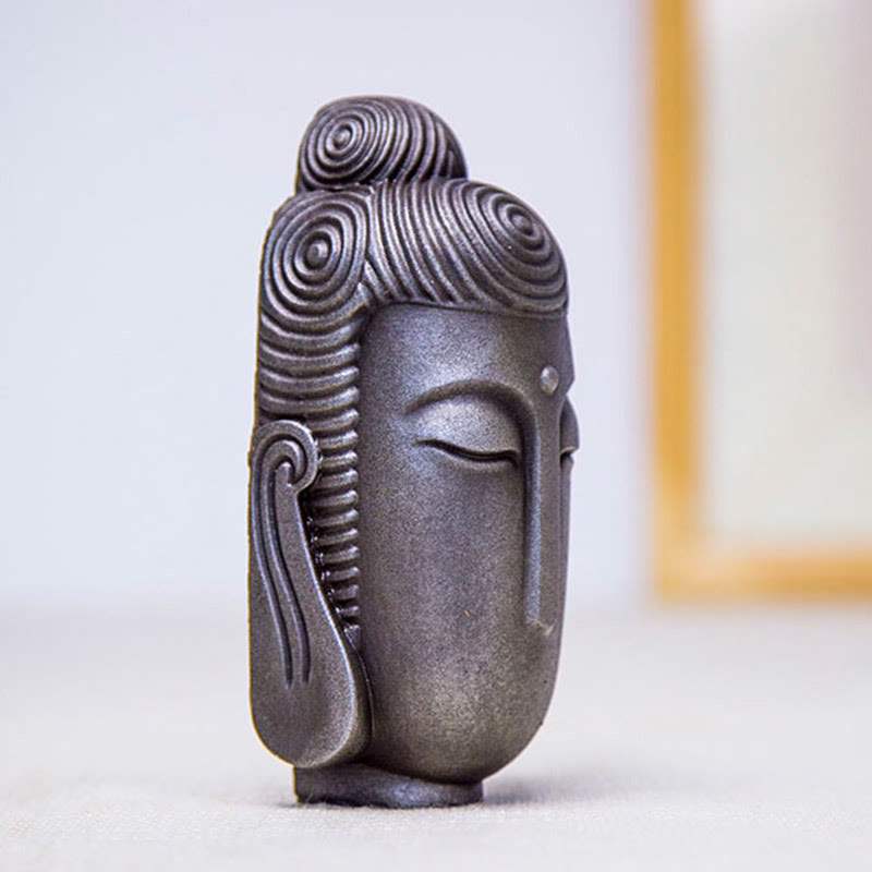 Buddha Stones Estatua de Buda Meditando con Ojos Cerrados de Resina Fundida con Óxido de Polvo de Hierro para Decoración del Hogar