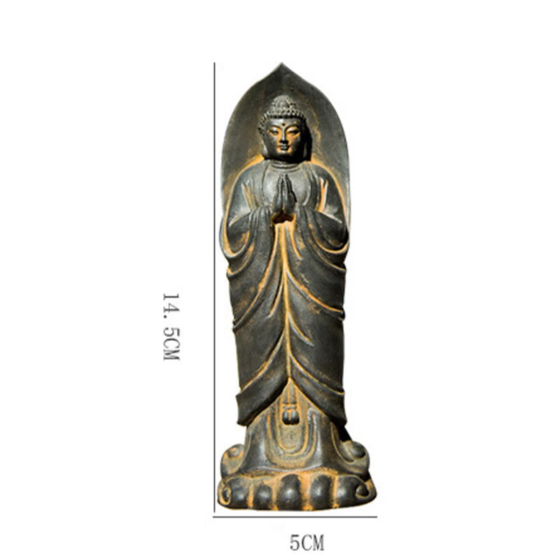 Buddha Stones Estatua de Resina de Polvo de Hierro Oxidado Hecha a Mano de Buda Sakyamuni Namaste