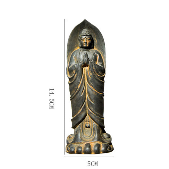 Buddha Stones Estatua de Resina de Polvo de Hierro Oxidado Hecha a Mano de Buda Sakyamuni Namaste