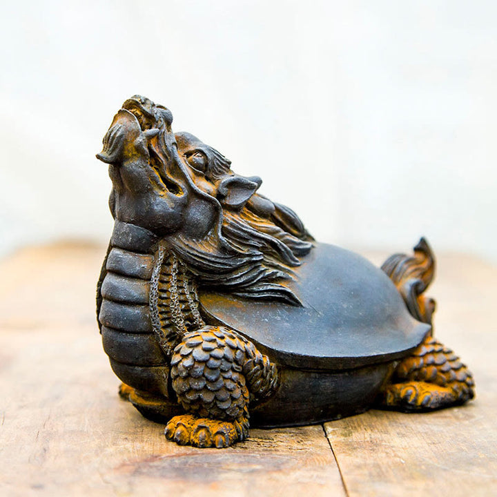 Estatua de Resina Hecha a Mano de Tortuga Dragón con Polvo de Hierro Oxidado para Decoración del Hogar Buddha Stones