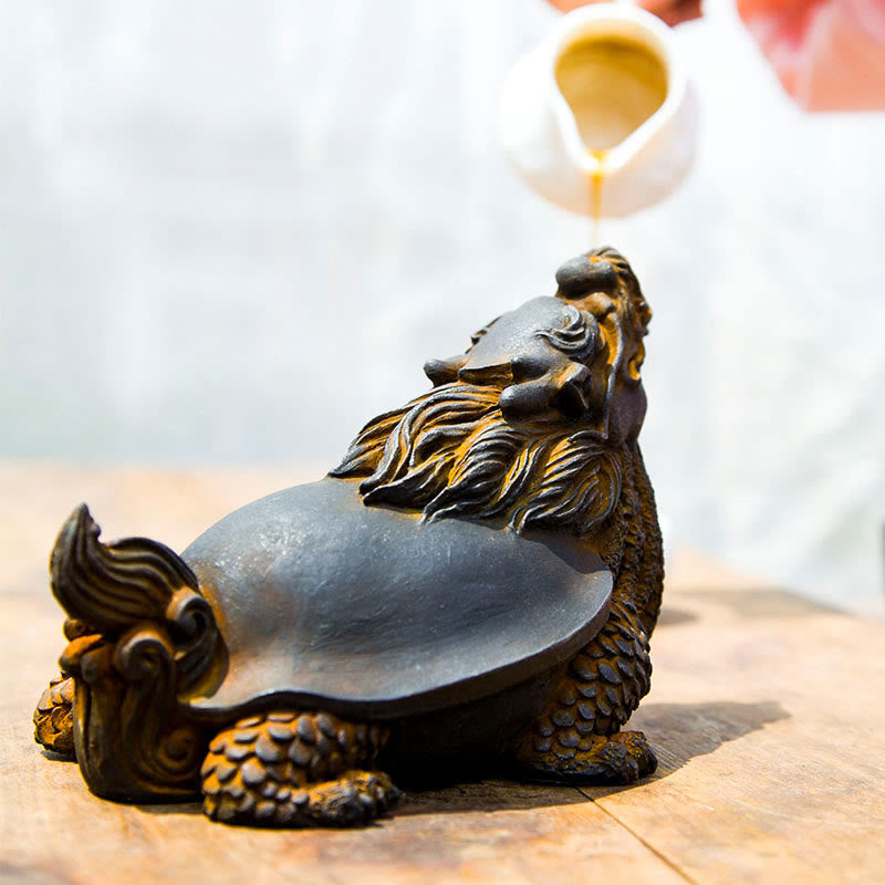 Estatua de Resina Hecha a Mano de Tortuga Dragón con Polvo de Hierro Oxidado para Decoración del Hogar Buddha Stones