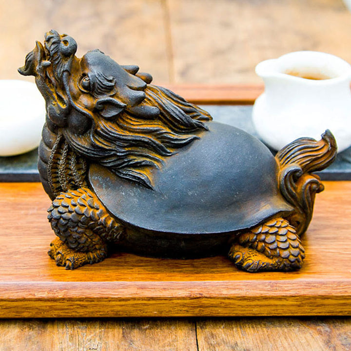Estatua de Resina Hecha a Mano de Tortuga Dragón con Polvo de Hierro Oxidado para Decoración del Hogar Buddha Stones