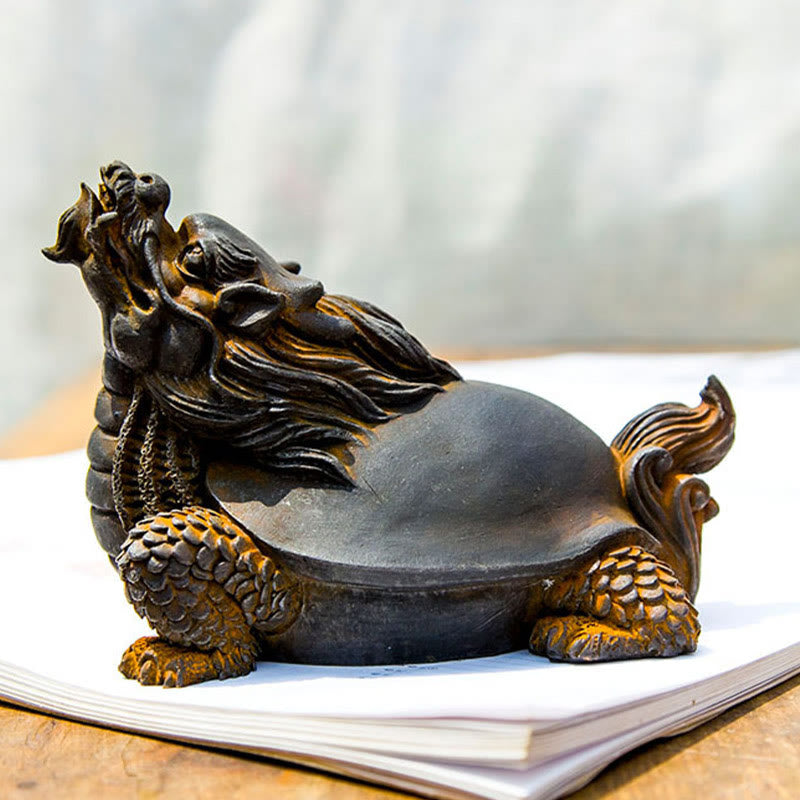Estatua de Resina Hecha a Mano de Tortuga Dragón con Polvo de Hierro Oxidado para Decoración del Hogar Buddha Stones