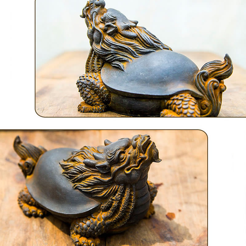 Estatua de Resina Hecha a Mano de Tortuga Dragón con Polvo de Hierro Oxidado para Decoración del Hogar Buddha Stones