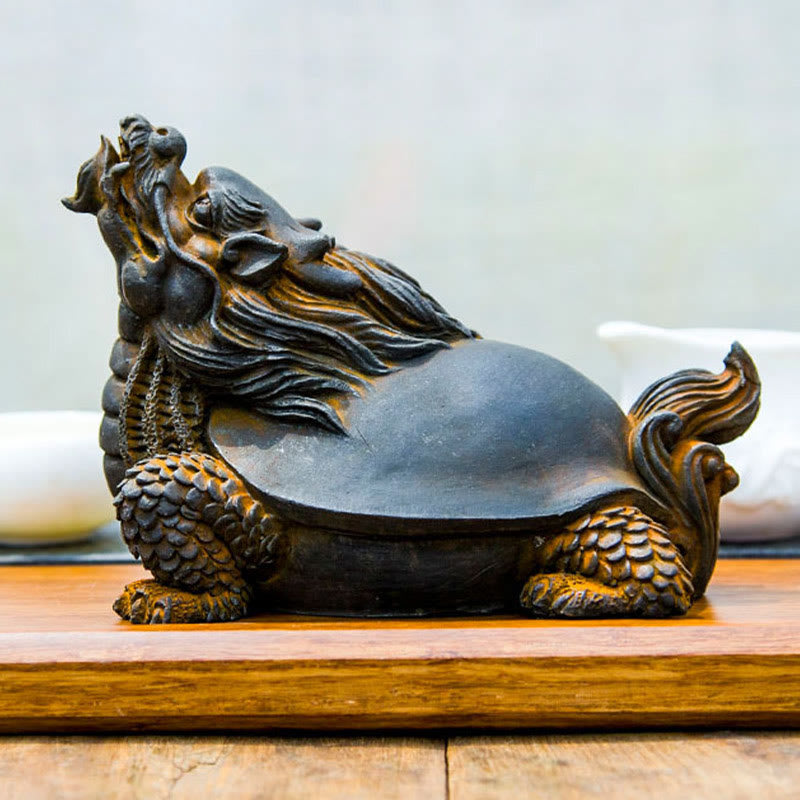 Estatua de Resina Hecha a Mano de Tortuga Dragón con Polvo de Hierro Oxidado para Decoración del Hogar Buddha Stones