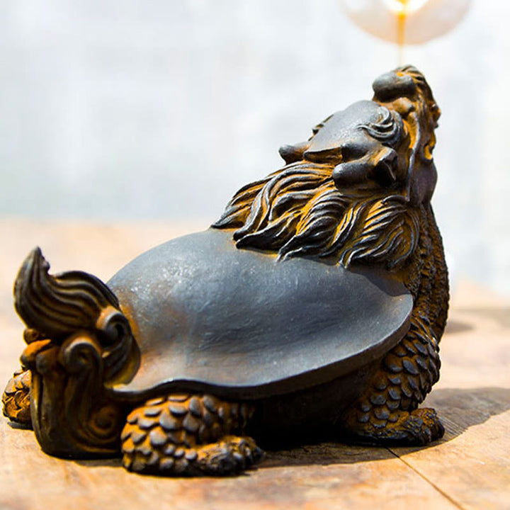 Estatua de Resina Hecha a Mano de Tortuga Dragón con Polvo de Hierro Oxidado para Decoración del Hogar Buddha Stones