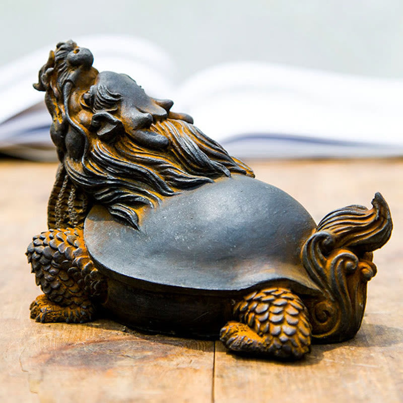 Estatua de Resina Hecha a Mano de Tortuga Dragón con Polvo de Hierro Oxidado para Decoración del Hogar Buddha Stones