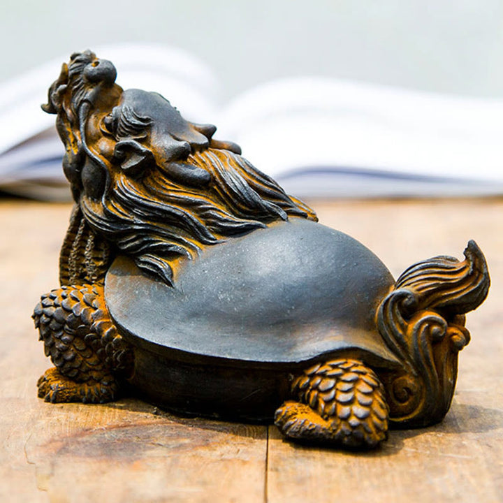 Estatua de Resina Hecha a Mano de Tortuga Dragón con Polvo de Hierro Oxidado para Decoración del Hogar Buddha Stones