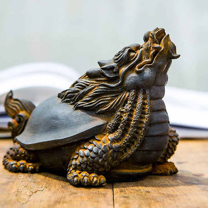Estatua de Resina Hecha a Mano de Tortuga Dragón con Polvo de Hierro Oxidado para Decoración del Hogar Buddha Stones