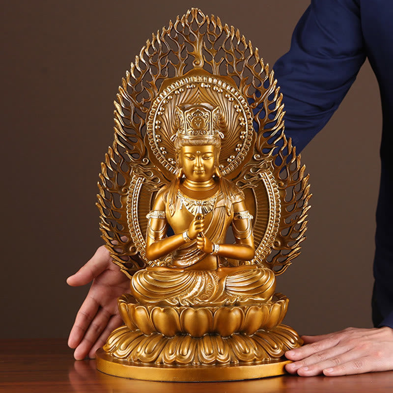 Figura de Buda Tathagata de piedra de Buda Estatua de serenidad de cobre Decoración para el hogar