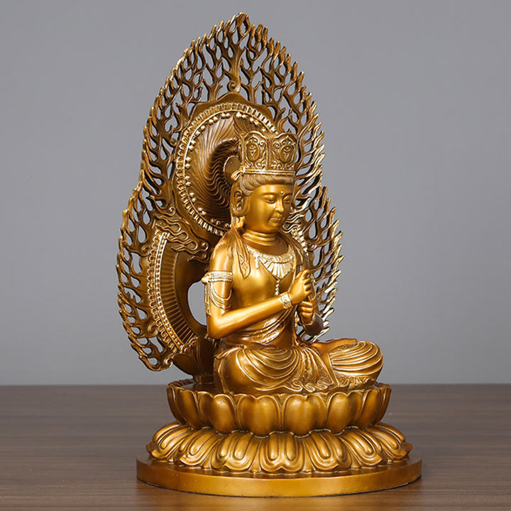Figura de Buda Tathagata de piedra de Buda Estatua de serenidad de cobre Decoración para el hogar