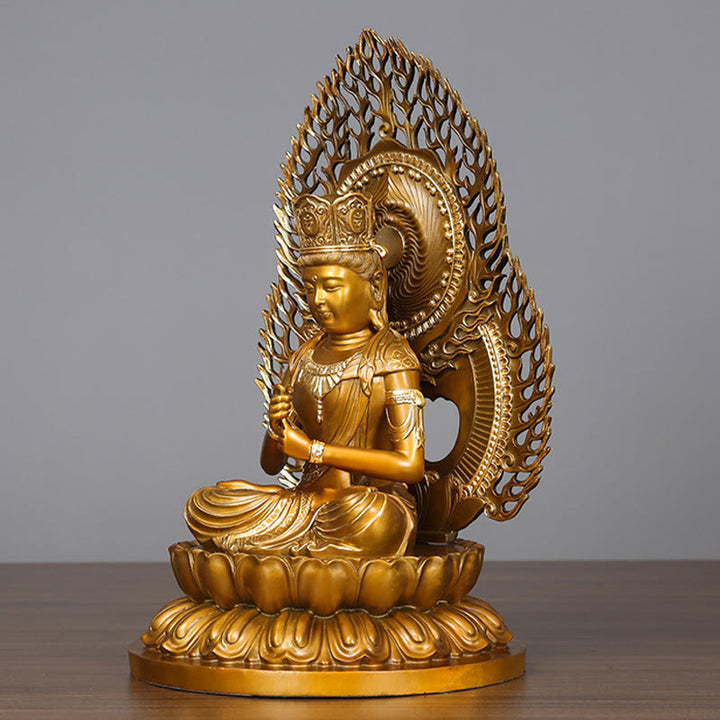 Figura de Buda Tathagata de piedra de Buda Estatua de serenidad de cobre Decoración para el hogar