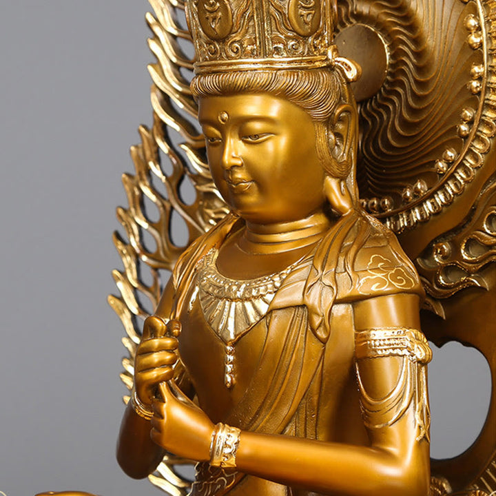 Figura de Buda Tathagata de piedra de Buda Estatua de serenidad de cobre Decoración para el hogar