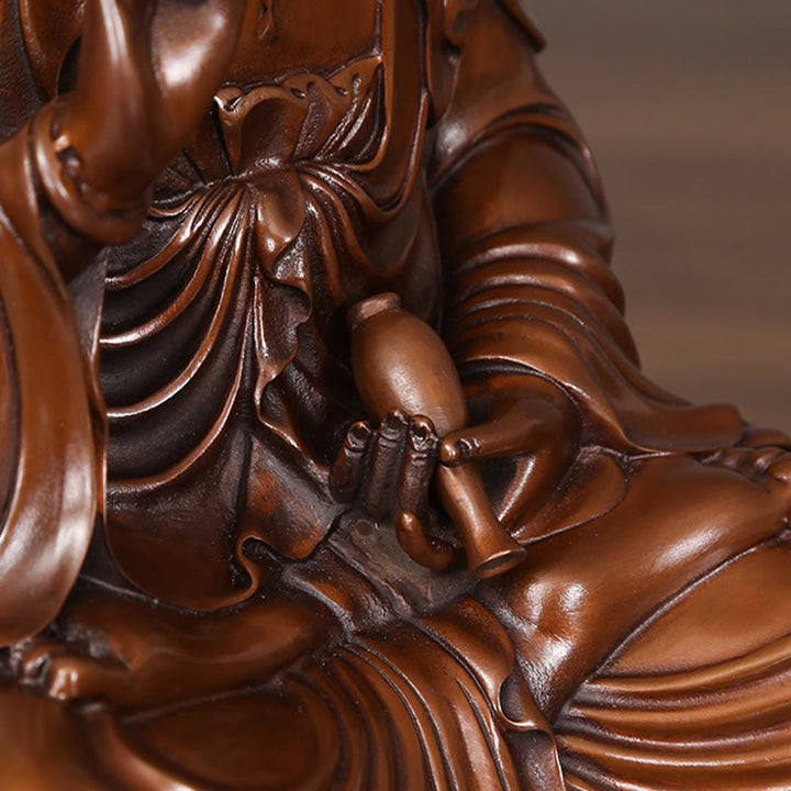 Buddha Stones Estatua de Cobre de Kwan Yin Avalokitesvara de Loto de Riqueza Decoración de Escritorio para el Hogar - image 11