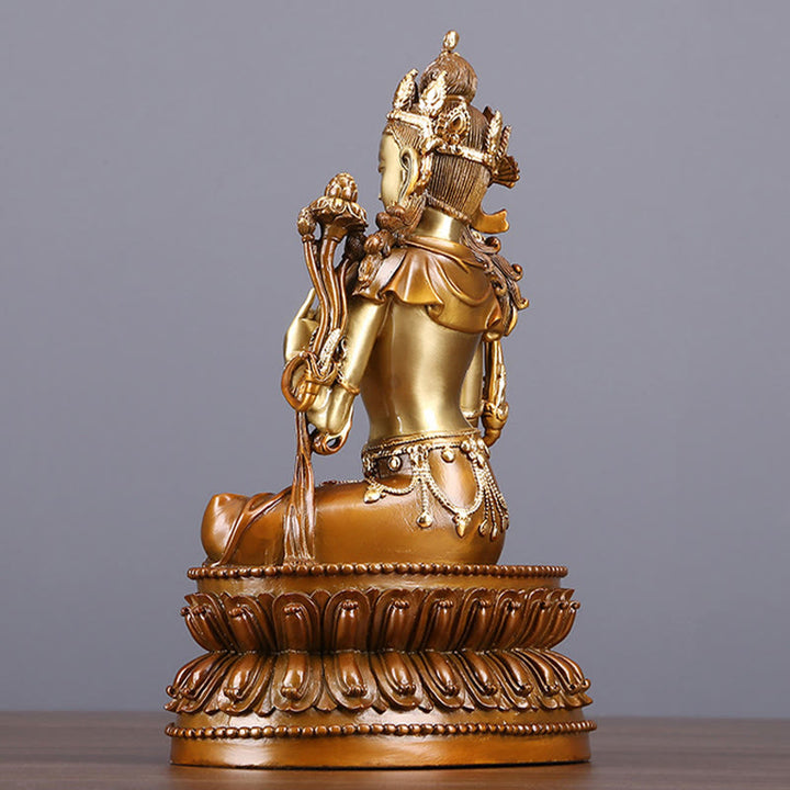 Estatuilla de Tara Verde Bodhisattva de Buddha Stones Protección Decoración de Estatua de Latón y Cobre para el Hogar