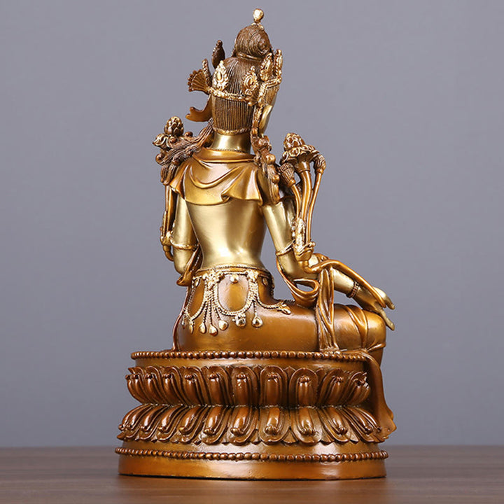 Estatuilla de Tara Verde Bodhisattva de Buddha Stones Protección Decoración de Estatua de Latón y Cobre para el Hogar