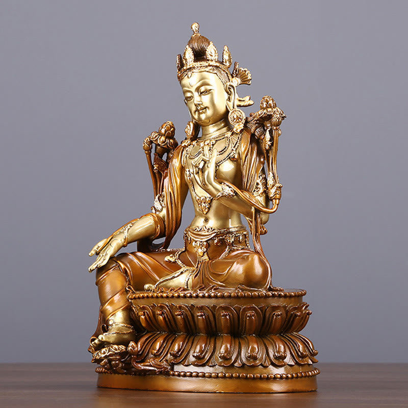 Estatuilla de Tara Verde Bodhisattva de Buddha Stones Protección Decoración de Estatua de Latón y Cobre para el Hogar