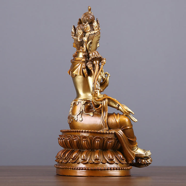 Estatuilla de Tara Verde Bodhisattva de Buddha Stones Protección Decoración de Estatua de Latón y Cobre para el Hogar