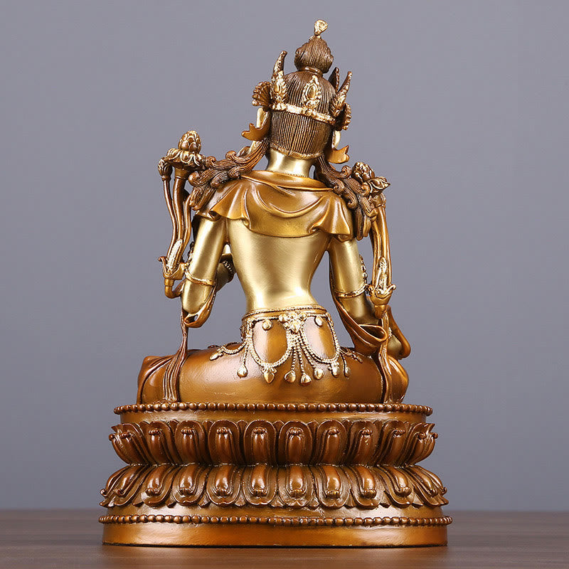 Estatuilla de Tara Verde Bodhisattva de Buddha Stones Protección Decoración de Estatua de Latón y Cobre para el Hogar
