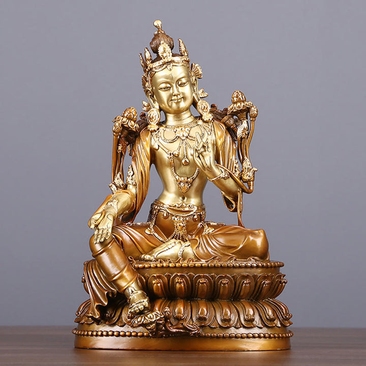 Estatuilla de Tara Verde Bodhisattva de Buddha Stones Protección Decoración de Estatua de Latón y Cobre para el Hogar