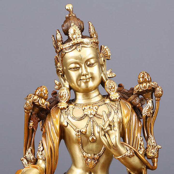 Estatuilla de Tara Verde Bodhisattva de Buddha Stones Protección Decoración de Estatua de Latón y Cobre para el Hogar