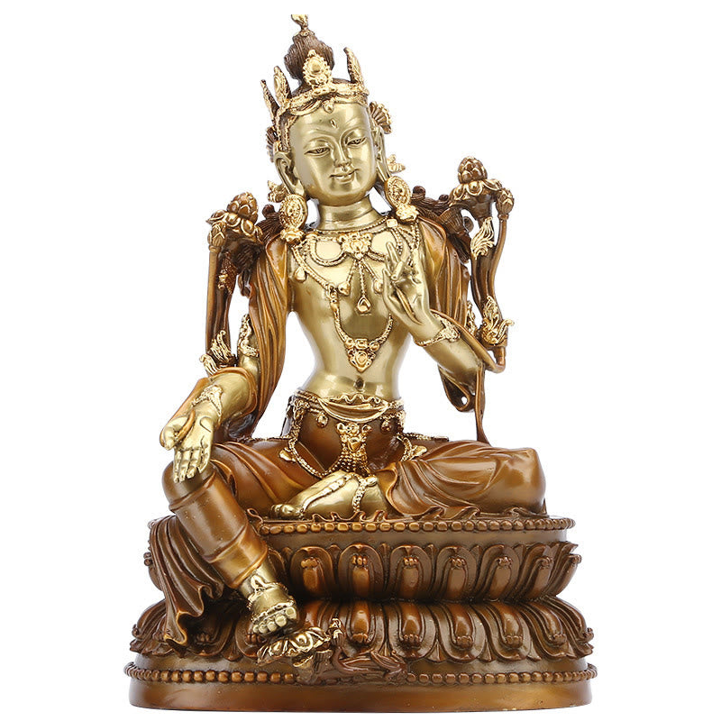 Estatuilla de Tara Verde Bodhisattva de Buddha Stones Protección Decoración de Estatua de Latón y Cobre para el Hogar