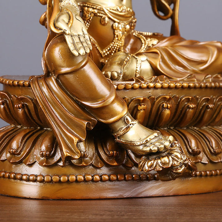 Estatuilla de Tara Verde Bodhisattva de Buddha Stones Protección Decoración de Estatua de Latón y Cobre para el Hogar