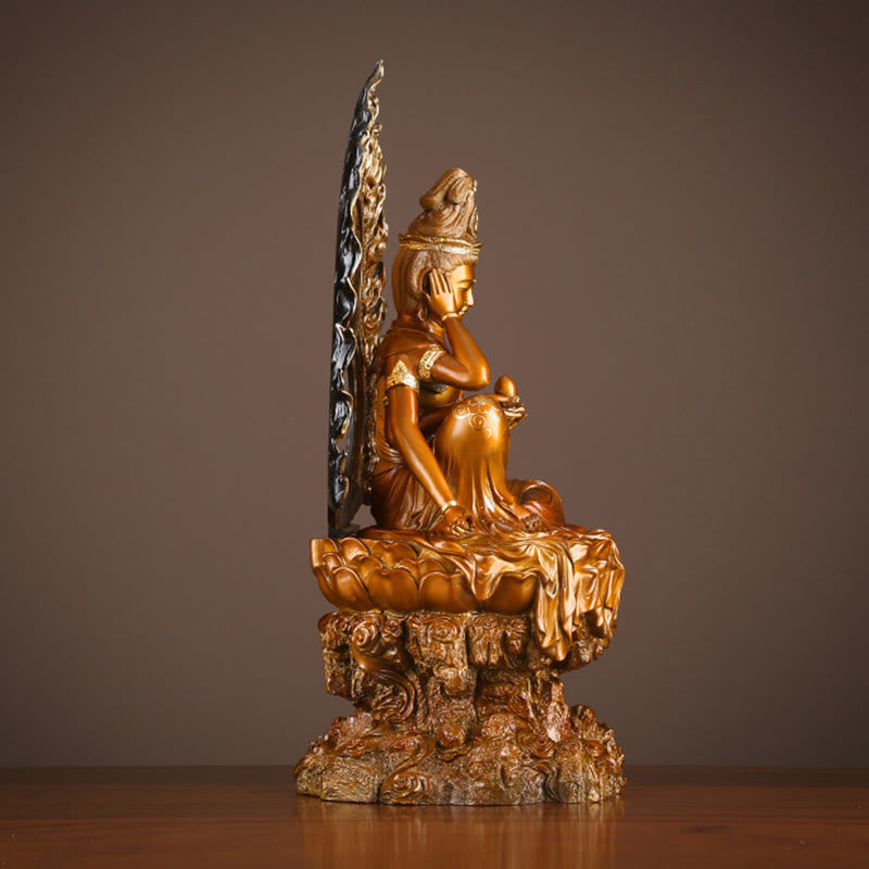 Buddha Stones Estatua de éxito de Kwan Yin Avalokitesvara de latón y cobre para decoración de altar en casa o escritorio - image 3
