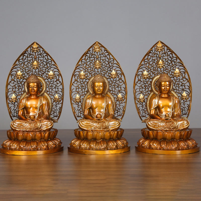 Buddha Stones Estatua de Cobre de Serenidad del Buda Sakyamuni Amitabha Medicina Figura Decorativa para Ofrenda en el Hogar - image 0