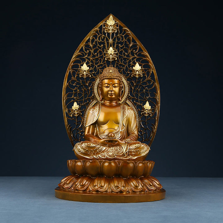 Buddha Stones Estatua de Cobre de Serenidad del Buda Sakyamuni Amitabha Medicina Figura Decorativa para Ofrenda en el Hogar