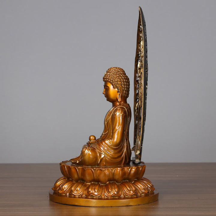 Buddha Stones Estatua de Cobre de Serenidad del Buda Sakyamuni Amitabha Medicina Figura Decorativa para Ofrenda en el Hogar
