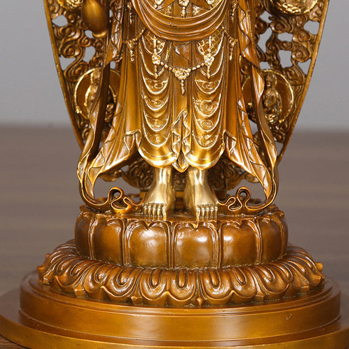 Buddha Stones Kwan Yin Avalokitesvara Aura Harmony Estatua de Latón y Cobre Decoración de Escritorio para el Hogar