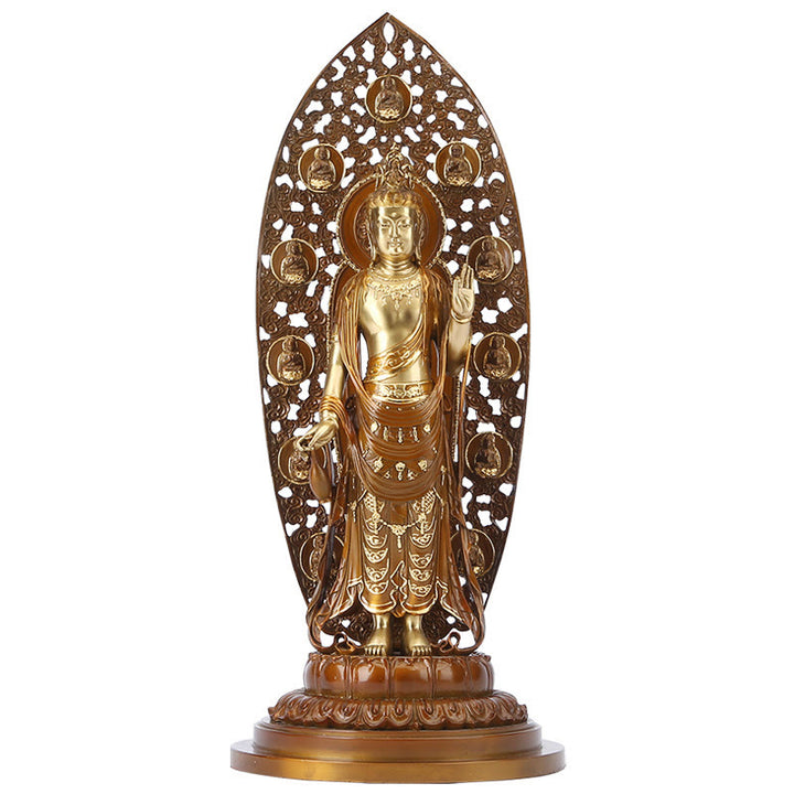 Buddha Stones Kwan Yin Avalokitesvara Aura Harmony Estatua de Latón y Cobre Decoración de Escritorio para el Hogar