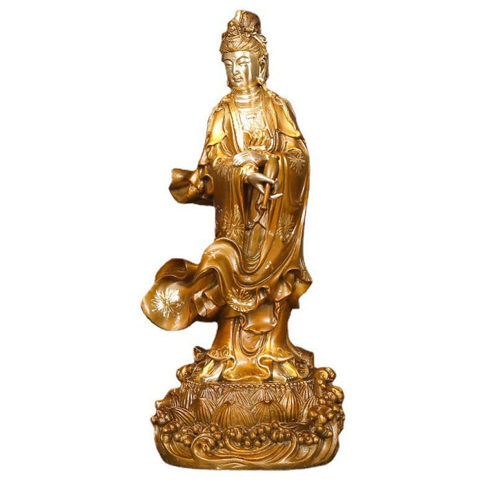 Buddha Stones Kwan Yin Avalokitesvara Sosteniendo Un Jarrón Estatua De Latón Y Cobre Armonía Decoración Para El Hogar - image 16