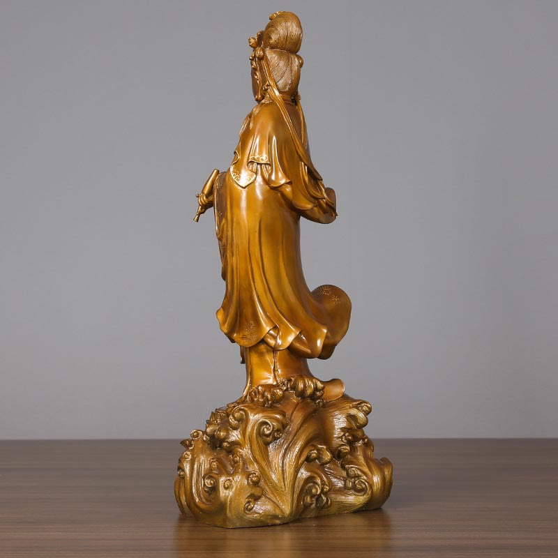 Buddha Stones Kwan Yin Avalokitesvara Sosteniendo Un Jarrón Estatua De Latón Y Cobre Armonía Decoración Para El Hogar