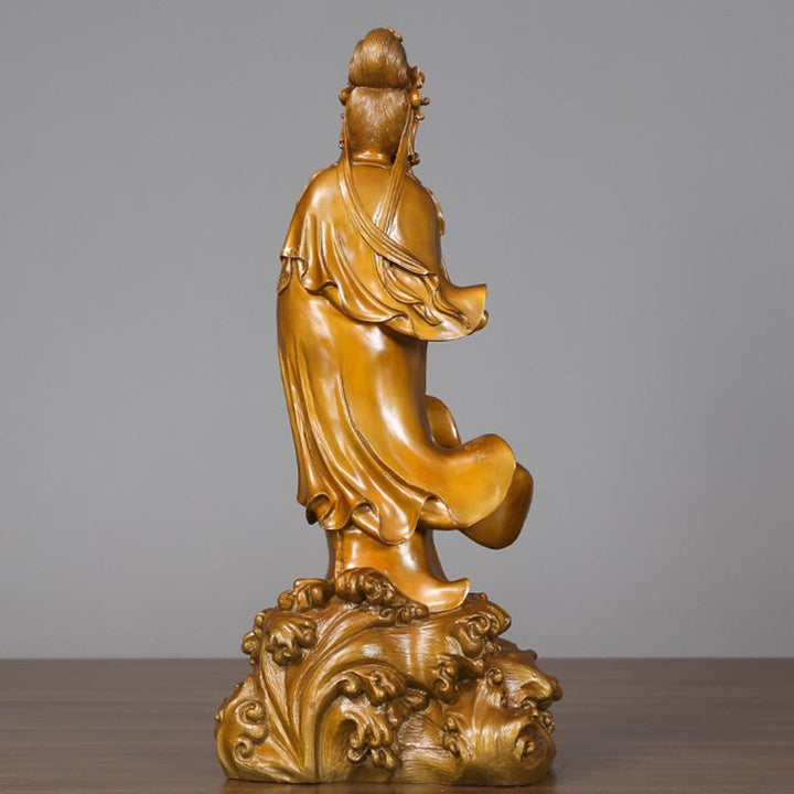 Buddha Stones Kwan Yin Avalokitesvara Sosteniendo Un Jarrón Estatua De Latón Y Cobre Armonía Decoración Para El Hogar