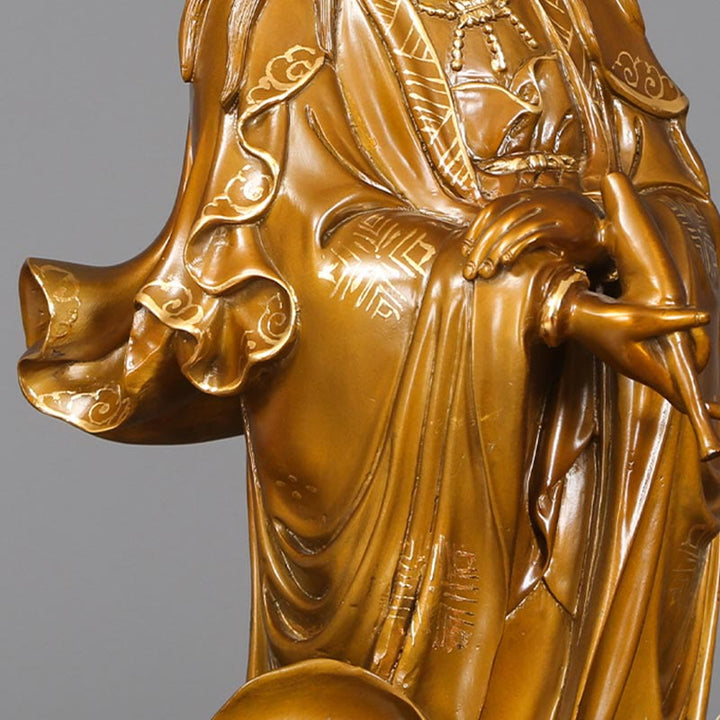 Buddha Stones Kwan Yin Avalokitesvara Sosteniendo Un Jarrón Estatua De Latón Y Cobre Armonía Decoración Para El Hogar