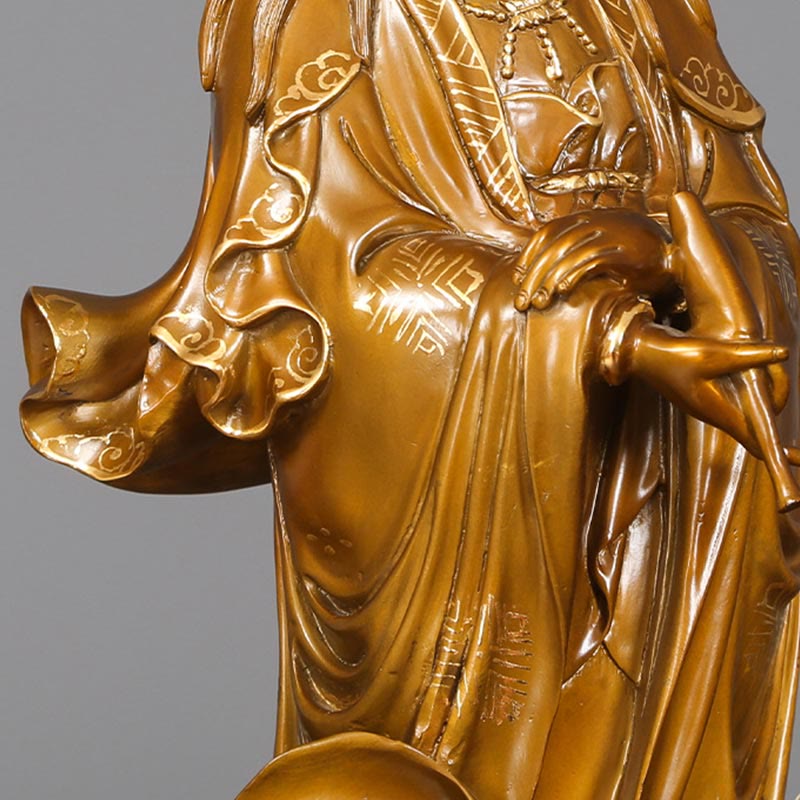 Buddha Stones Kwan Yin Avalokitesvara Sosteniendo Un Jarrón Estatua De Latón Y Cobre Armonía Decoración Para El Hogar - image 14