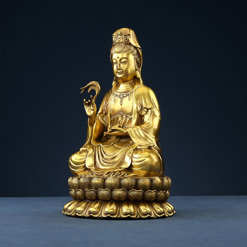 Buddha Stones Kwan Yin Avalokitesvara Sosteniendo Una Botella De Sauce Armonía Estatuilla De Latón Y Cobre Decoración Para El Hogar