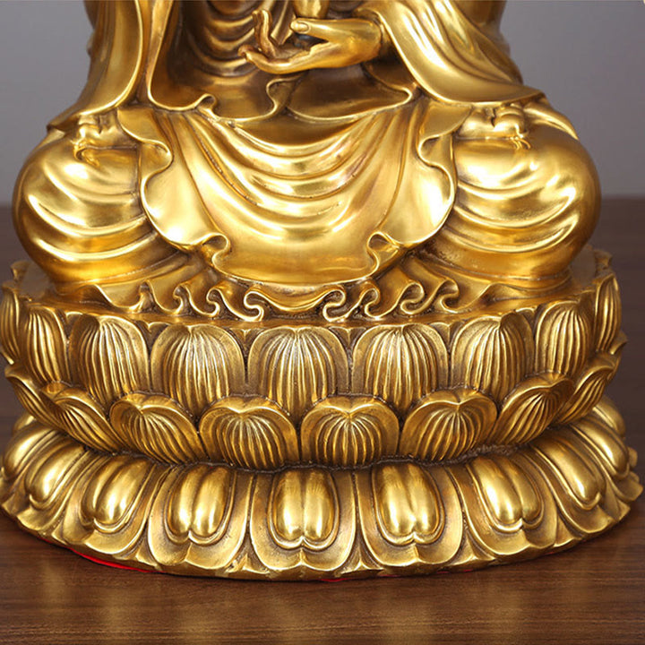Buddha Stones Kwan Yin Avalokitesvara Sosteniendo Una Botella De Sauce Armonía Estatuilla De Latón Y Cobre Decoración Para El Hogar