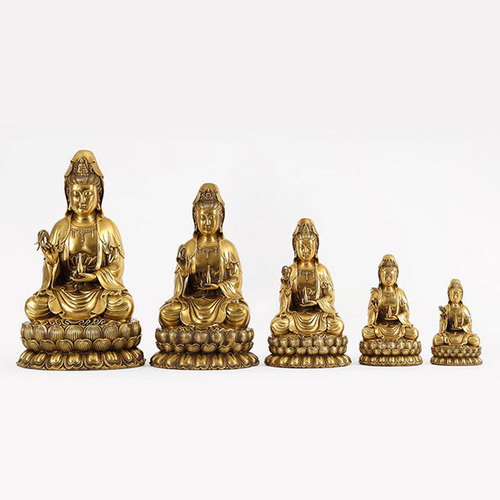 Buddha Stones Kwan Yin Avalokitesvara Sosteniendo Una Botella De Sauce Armonía Estatuilla De Latón Y Cobre Decoración Para El Hogar