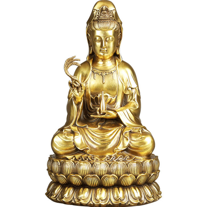 Buddha Stones Kwan Yin Avalokitesvara Sosteniendo Una Botella De Sauce Armonía Estatuilla De Latón Y Cobre Decoración Para El Hogar