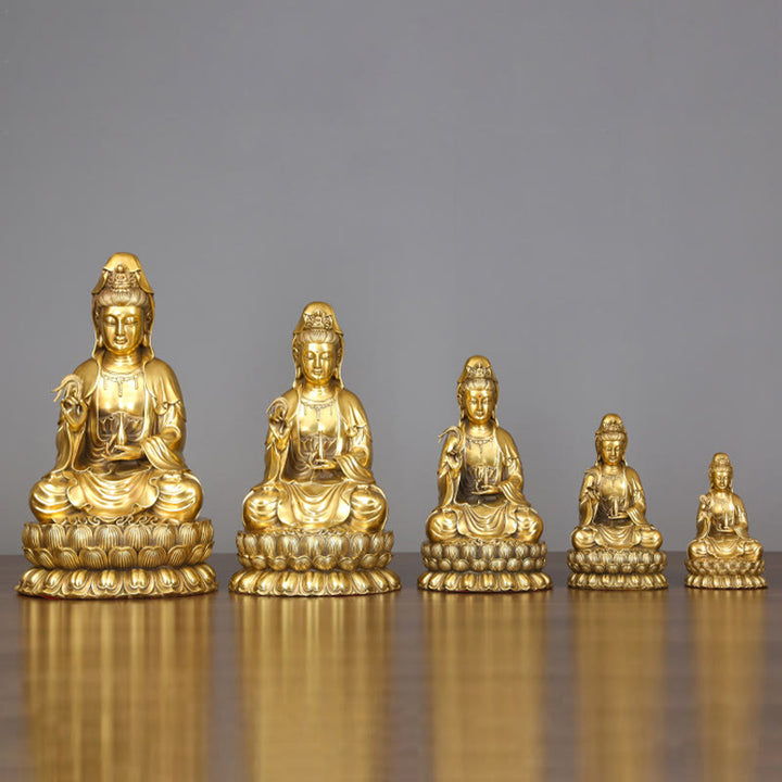Buddha Stones Kwan Yin Avalokitesvara Sosteniendo Una Botella De Sauce Armonía Estatuilla De Latón Y Cobre Decoración Para El Hogar
