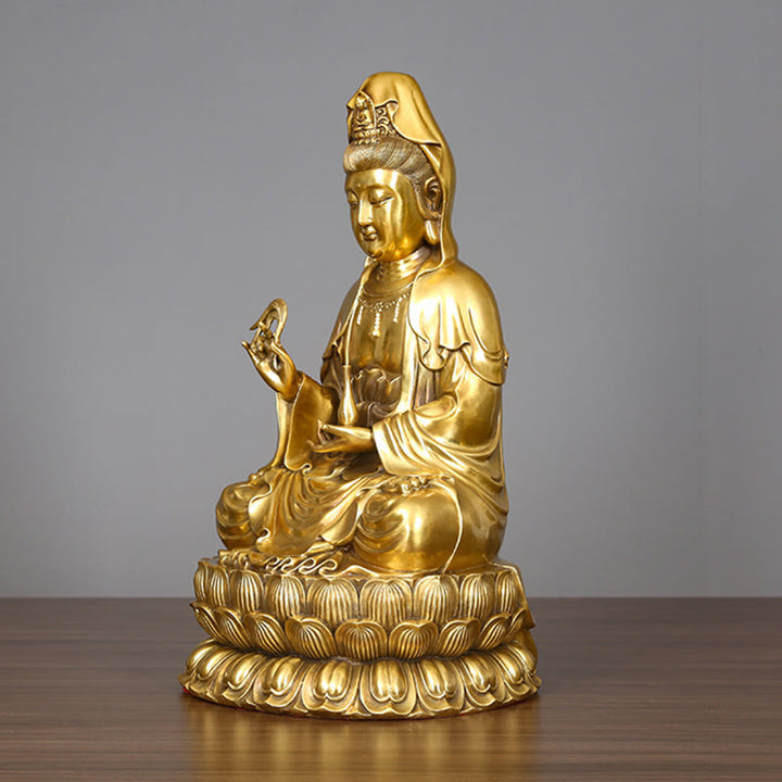 Buddha Stones Kwan Yin Avalokitesvara Sosteniendo Una Botella De Sauce Armonía Estatuilla De Latón Y Cobre Decoración Para El Hogar