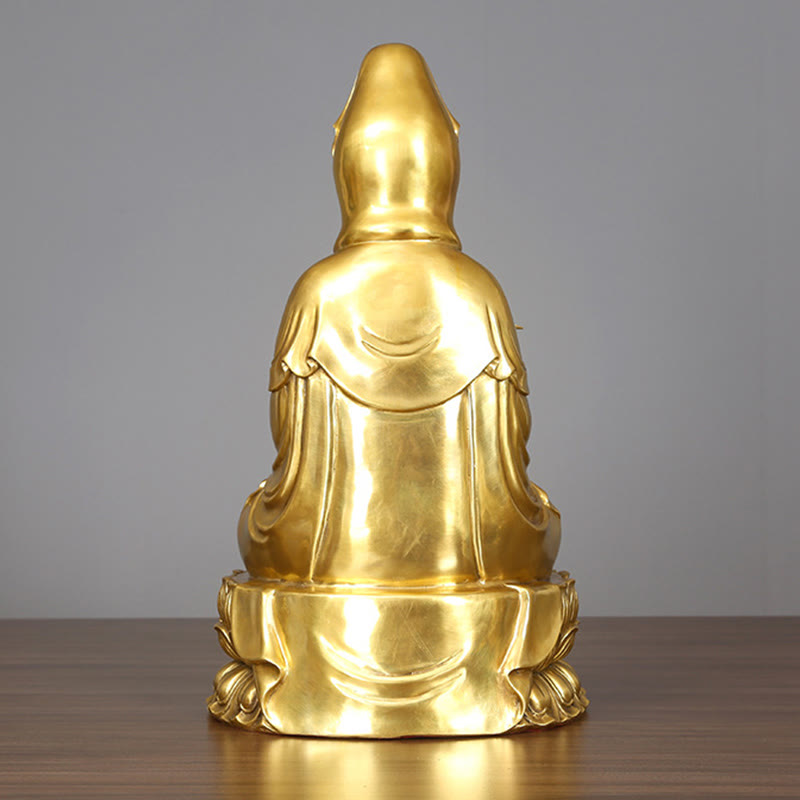 Buddha Stones Kwan Yin Avalokitesvara Sosteniendo Una Botella De Sauce Armonía Estatuilla De Latón Y Cobre Decoración Para El Hogar