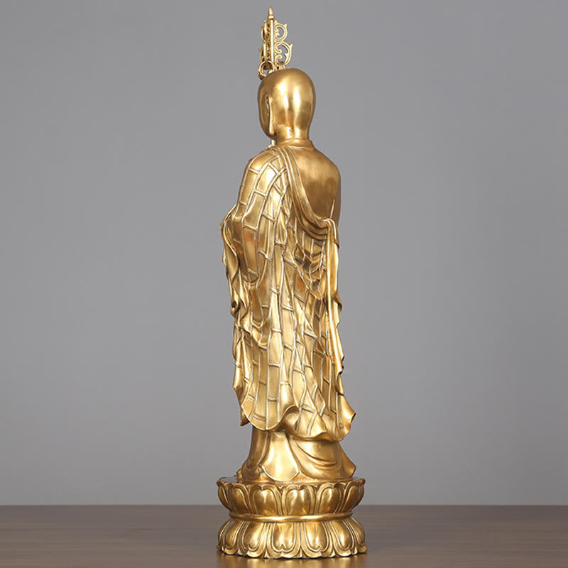 Figura de Ksitigarbha Bodhisattva de Buddha Stones Estatua de Compasión de Cobre Decoración para Ofrecimiento en el Hogar